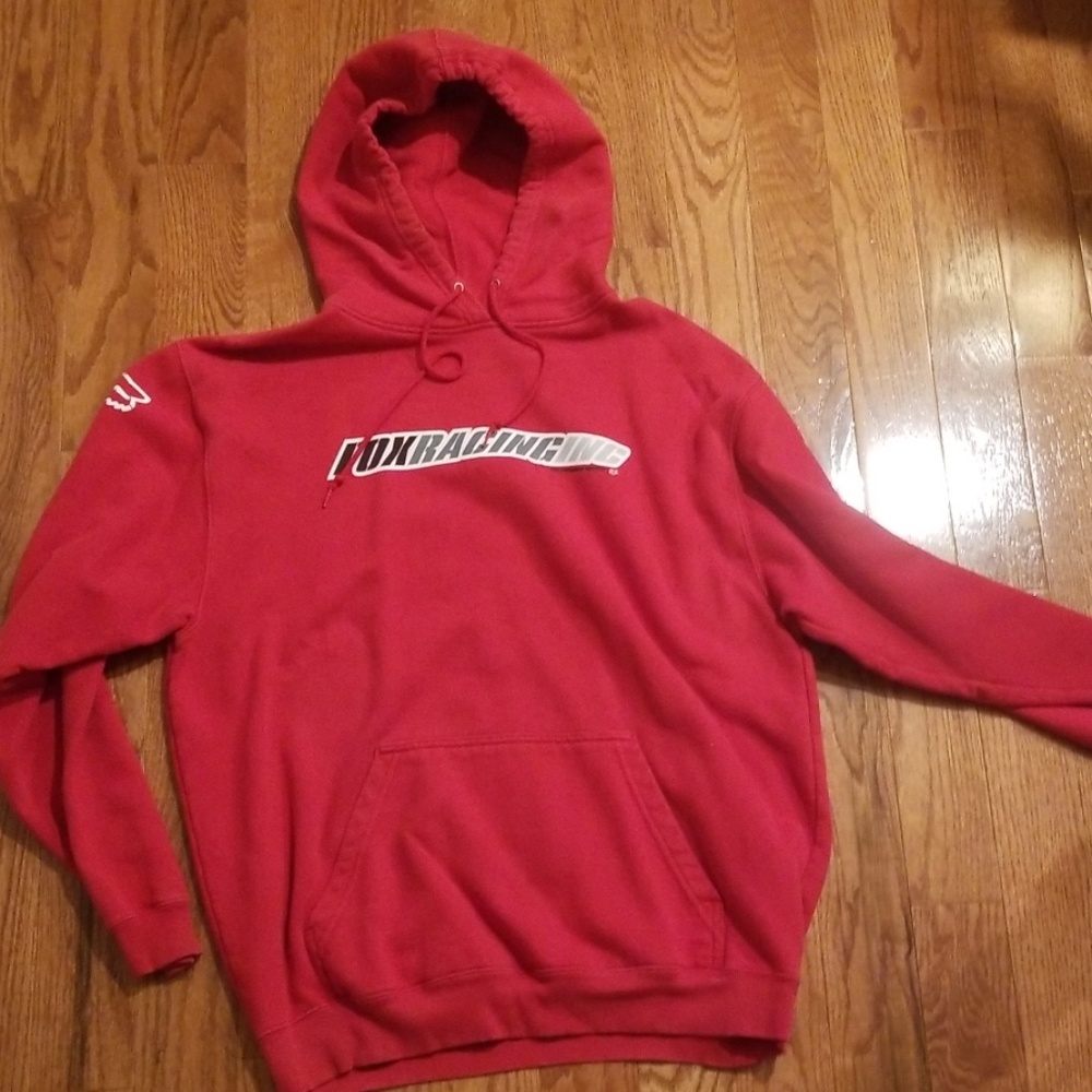 FOX Red Hoodie Sweatshirt size Large